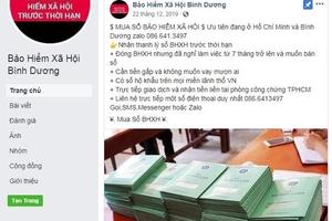 Đề nghị Công an điều tra tài khoản Facebook mạo danh cơ quan BHXH để thu mua sổ BHXH