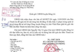 Chủ tịch UBND huyện Sông Lô kiểm tra, làm rõ