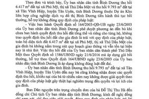 Bị thu hồi hơn chục ngàn mét vuông đất khi không có quyết định, dân tố ra Trung ương

