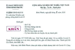 Bình Phước: Kiểm tra phương tiện giao thông trong công tác phòng, chống dịch Covid -19 