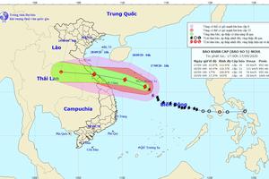 Bão số 5 sẽ đổ bộ vào các tỉnh Trung Trung bộ khoảng trưa đến đầu giờ chiều mai (18/9)