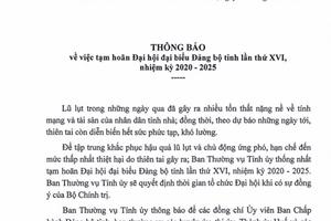 Tạm hoãn Đại hội Đảng bộ tỉnh do mưa lũ diễn biến phức tạp
