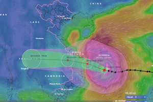 Trong đêm nay và ngày mai các tỉnh, thành từ Đà Nẵng đến Bình Định có thể có gió giật cấp 15 