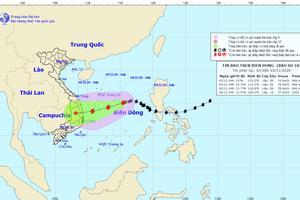 Bão số 10 hướng thẳng vào đất liền các tỉnh Quảng Ngãi đến Khánh Hòa