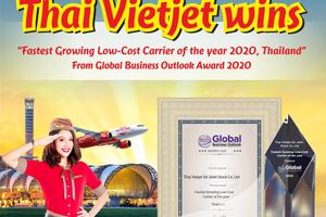 Vietjet Thái Lan là Hãng hàng không tăng trưởng nhanh nhất năm 2020