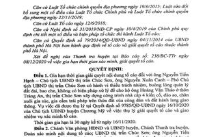 Gia hạn thời gian thụ lý đơn tố cáo Chủ tịch UBND thị trấn Chúc Sơn