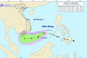 Áp thấp nhiệt đới trên Biển Đông đã mạnh lên thành cơn bão số 14