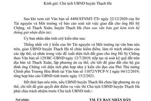 Giao UBND huyện Thạch Hà kiểm điểm, làm rõ trách nhiệm