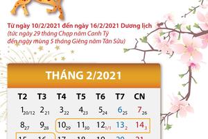 Lịch nghỉ Tết Nguyên đán Tân Sửu năm 2021