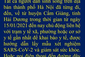 Tích cực rà soát, giám sát sức khỏe người về từ huyện Cẩm Giàng, Hải Dương