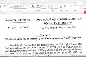 Thanh tra Chính phủ kiến nghị khôi phục quyền lợi cho ông Nguyễn Ngọc Lợi