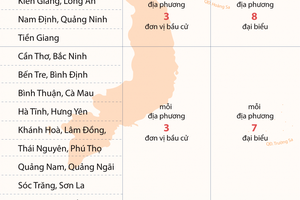 184 đơn vị bầu cử đại biểu Quốc hội khóa XV tại 63 tỉnh, thành
