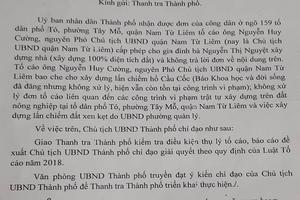 Thụ lý đơn tố cáo Chủ tịch UBND quận Nam Từ Liêm