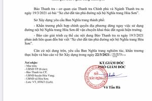 Giao Ban Nghĩa trang TP báo cáo giải trình cụ thể nội dung Báo Thanh tra nêu