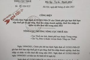 Khẩn trương triển khai gia hạn thời hạn nộp các loại thuế 
