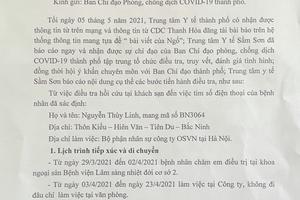 Thông tin về bệnh nhân dương tính Covid-19 trước khi về Sầm Sơn

