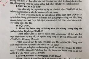 Yên Bái thành lập đoàn công tác hỗ trợ Bắc Giang chống dịch