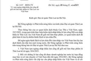 Tạm ngừng nhập khẩu lợn thịt Thái Lan từ ngày 30/6