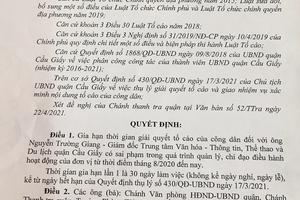 Chưa có kết luận giải quyết tố cáo Giám đốc Trung tâm Văn hóa - Thông tin, Thể thao và Du lịch quận