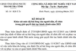 Khảo sát mức độ hài lòng trong giải quyết thủ tục hành chính