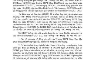 Trường THPT Đặng Thai Mai: Không được tuyển sinh năm học 2021-2022