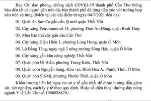 Cần Thơ: Tìm người đến 9 địa điểm liên quan tài xế mắc Covid-19