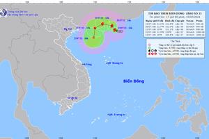 Bão số 3 mạnh cấp 9, giật cấp 11 di chuyển theo hướng Tây Bắc