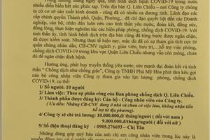 Công ty TNHH Phú Mỹ Hoà hưởng ứng phong trào phòng, chống dịch bệnh Covid-19