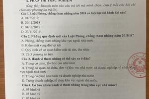 Đề bài Cuộc thi “Tìm hiểu pháp luật về phòng, chống tham nhũng”