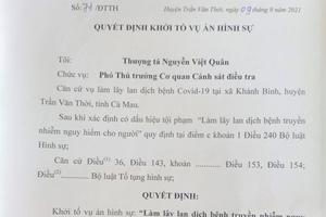 Khởi tố vụ án làm lây lan dịch bệnh xảy ra tại huyện Trần Văn Thời