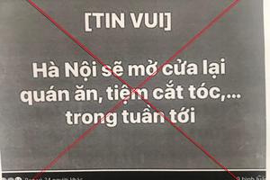 Lập hồ sơ xử phạt đối tượng tung tin giả về công tác chống dịch của Hà Nội