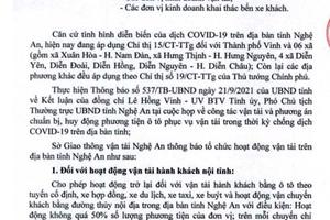 Nghệ An: Xe khách nội tỉnh được phép hoạt động trở lại