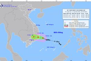 Áp thấp nhiệt đới hướng vào khu vực từ Khánh Hòa đến Bình Thuận