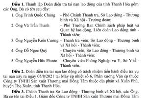 Điều tra vụ tai nạn lao động xảy ra tại Công ty Sản xuất Thương mại Đồng Tâm