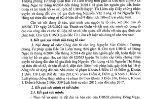 Bắc Từ Liêm: Hủy 02 GCNQSDĐ sau tố cáo, truy trách nhiệm Trưởng phòng Tư pháp quận