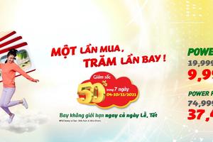 Bay không giới hạn cùng Vietjet với ưu đãi lên đến 50% cùng thẻ bay Power Pass