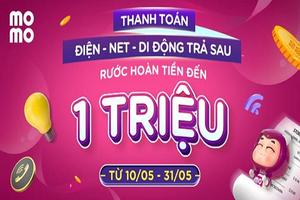 Thanh toán tiền điện qua ví điện tử Momo, hoàn tiền đến 01 triệu đồng