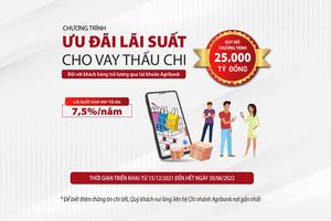 Agribank dành 25.000 tỷ đồng với lãi suất ưu đãi cho vay thấu chi đối với khách hàng trả lương qua tài khoản