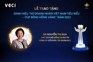 Chủ tịch Tập đoàn BRG lần thứ 5 vinh dự nhận danh hiệu “Nữ Doanh nhân Việt Nam tiêu biểu – Cúp Bông Hồng Vàng”