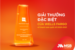 MSB nhận Giải thưởng đặc biệt về thanh toán quốc tế từ Wells Fargo
