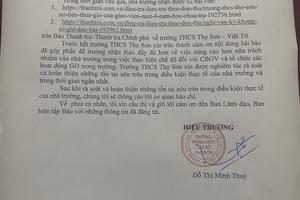 Trường THCS Thọ Sơn rà soát, xử lý những tồn tại Báo Thanh tra phản ánh