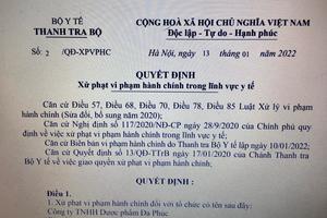 Công ty TNHH Dược phẩm Đa Phúc bị xử phạt do vi phạm hành chính trong lĩnh vực y tế