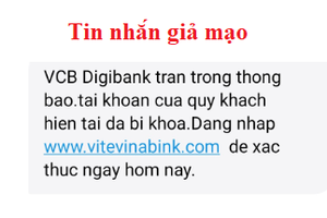 Cảnh báo hiện tượng lừa đảo mạo danh tin nhắn thương hiệu Vietcombank