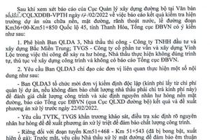 Phê bình các đơn vị để xảy ra hư hỏng Quốc lộ 45 