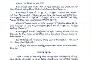 Thanh tra việc chấp hành quy định hoạt động vận tải tại Bến xe Ngã 4 Vũng Tàu