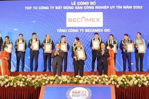 Becamex IDC liên tiếp 2 năm đạt danh hiệu Công ty Bất động sản công nghiệp uy tín nhất Việt Nam 