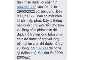 Lực lượng CSGT không gọi điện, gửi tin nhắn yêu cầu chuyển tiền “phạt nguội”