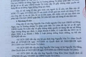 Hà Nội: Trưởng phòng Tư pháp quận Bắc Từ Liêm lập hồ sơ đề nghị cấp 10 GCNQSDĐ không đúng quy định