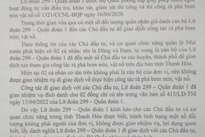 Cảnh báo giả danh cán bộ Lữ đoàn 299, Quân đoàn 1 để giao dịch rà phá bom mìn