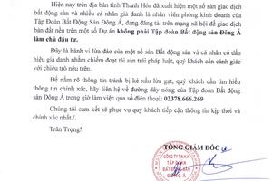 Cảnh báo một số sàn giao dịch bất động sản giả danh để bán đất nền trái pháp luật